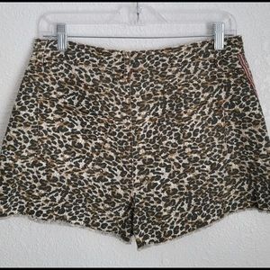 Chelsea & Violet Leopard Print High-Rise Denim Shorts, Size 29